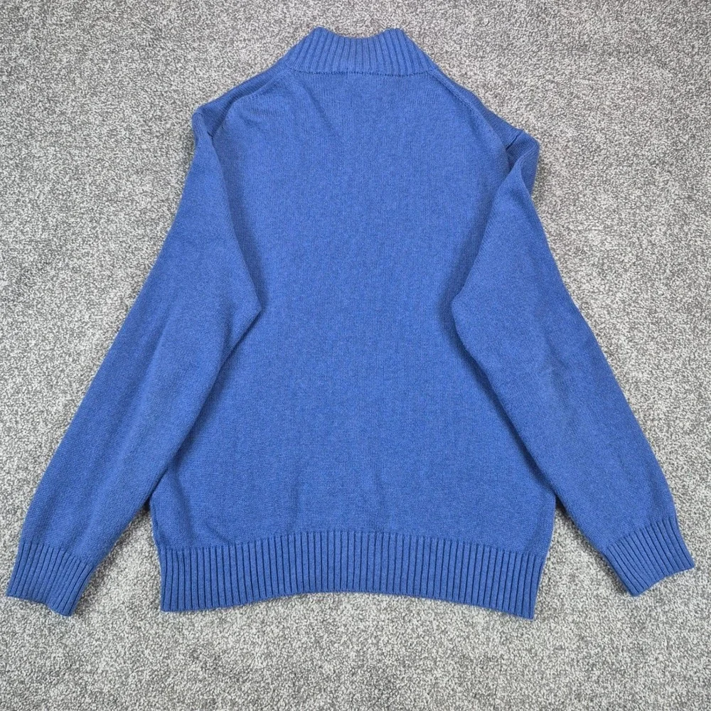 Polo Ralph Lauren 1/4 Zip Sweater Mens Large Blue Cotton Pullover